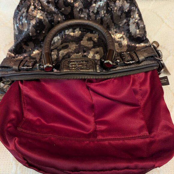 COACH OCELOT LEOPARD SEQUIN SOPHIA HANDBAG/ CROSSBODY BAG BRONZE #18638 - Picture 12 of 12